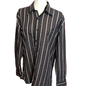 NWOT Zagiri Men’s Stripe Button Dress Shirt Club Lounge L